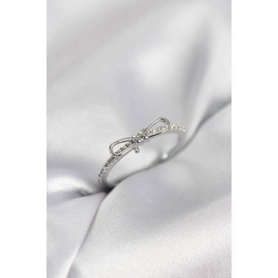 Fiyonk Model Zirkon Taşlı Gümüş Renk Kadın Yüzük - TJ-BYK4096