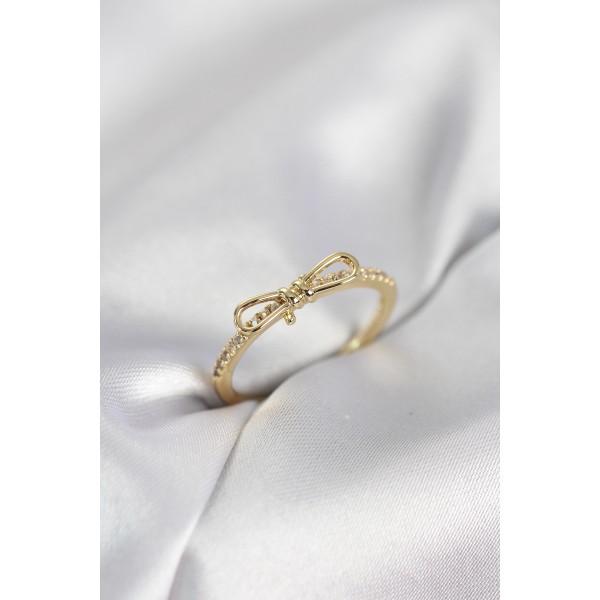 Fiyonk Model Zirkon Taşlı Gold Renk Kadın Yüzük - TJ-BYK4097