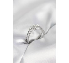 Gümüş Renk İncili Yıldız Model Zirkon Taşlı Kadın Yüzük - TJ-BYK4100