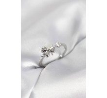 Gümüş Renk Yonca Model Sedefli Kadın Yüzük - TJ-BYK4102