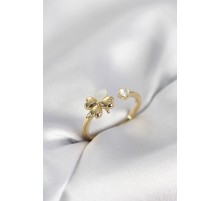 Gold Renk Yonca Model Sedefli Kadın Yüzük - TJ-BYK4103