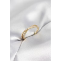 İncili ve Zirkon Taşlı Gold Renk Kadın Yüzük TJ-BYK4107