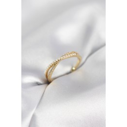 İncili ve Zirkon Taşlı Gold Renk Kadın Yüzük TJ-BYK4107