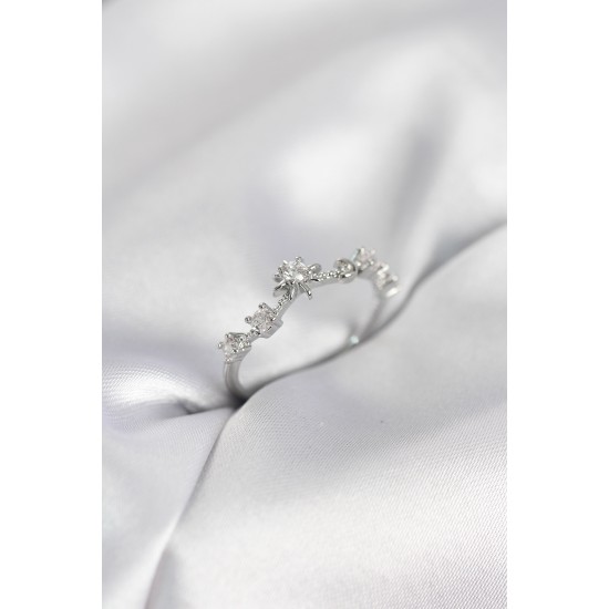 Gümüş Renk Gece Temalı Zirkon Taşlı Kadın Yüzük - TJ-BYK4110