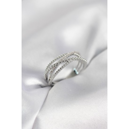 Gümüş Renk Sarmal Model Kadın Yüzük - TJ-BYK4112