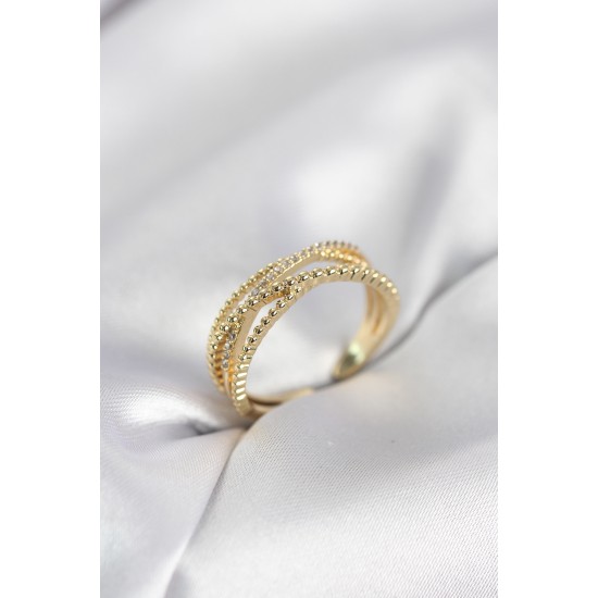 Gold Renk Sarmal Model Kadın Yüzük - TJ-BYK4113