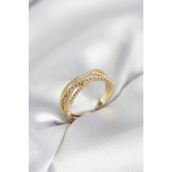 Gold Renk Sarmal Model Kadın Yüzük - TJ-BYK4113