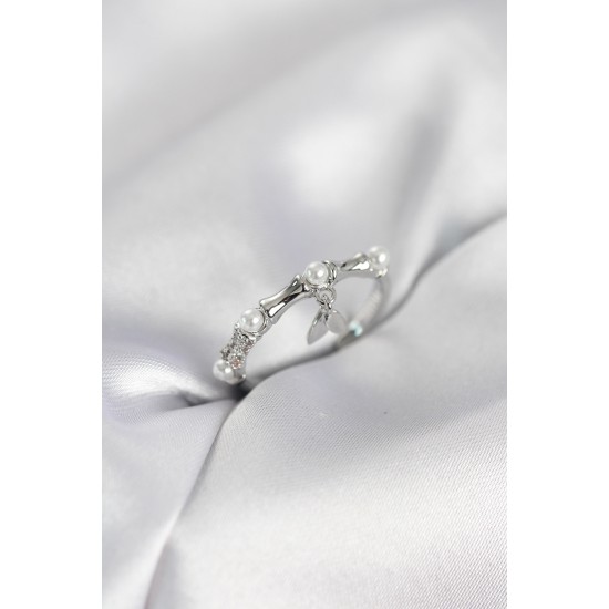 Gümüş Renk Sallantılı Kemik Model Kadın Yüzük - TJ-BYK4114