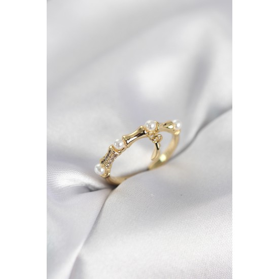 Gold Renk Sallantılı Kemik Model Kadın Yüzük - TJ-BYK4115