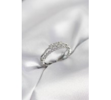 Gümüş Renk Minimal Yıldızlı Model Kadın Yüzük - TJ-BYK4116