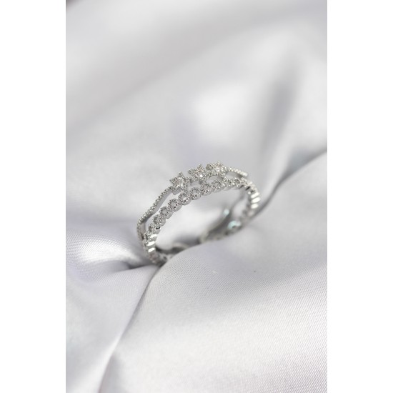 Gümüş Renk Minimal Yıldızlı Model Kadın Yüzük - TJ-BYK4116