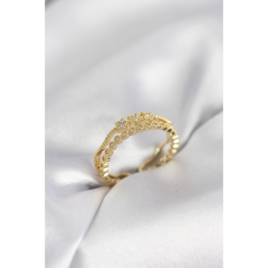 Gold Renk Minimal Yıldızlı Model Kadın Yüzük - TJ-BYK4117