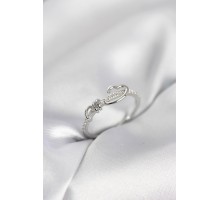 Sarmal Kalp Model Zirkon Taşlı Gümüş Renk Kadın Yüzük - TJ-BYK4118