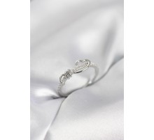 Sarmal Kalp Model Zirkon Taşlı Gümüş Renk Kadın Yüzük - TJ-BYK4118