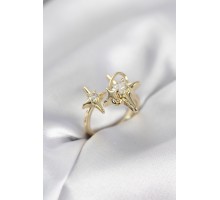 Gold Renk Kutup Yıldızı Model Zirkon Taşlı Kadın Yüzük - TJ-BYK4125