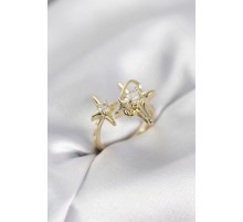 Gold Renk Kutup Yıldızı Model Zirkon Taşlı Kadın Yüzük - TJ-BYK4125