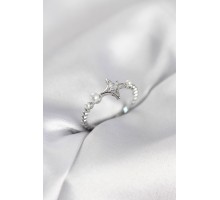 Minimal Kutup Yıldızı Model Zirkon Taşlı Gümüş Renk Kadın Yüzük - TJ-BYK4126