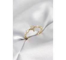Minimal Kutup Yıldızı Model Zirkon Taşlı Gold Renk Kadın Yüzük - TJ-BYK4127