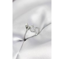 Balık Kuyruğu Model Gümüş Renk Zirkon Taşlı Kadın Yüzük - TJ-BYK4128