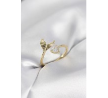 Balık Kuyruğu Model Gold Renk Zirkon Taşlı Kadın Yüzük - TJ-BYK4129