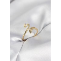 Gold Renk Yılan Model Zirkon Taşlı Kadın Yüzük TJ-BYK4133