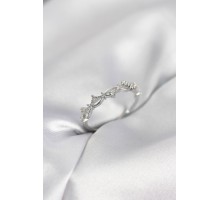 Zirkon Taşlı Pirinç Gümüş Renk Kadın Yüzük - TJ-BYK4136