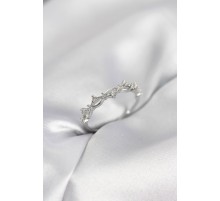 Zirkon Taşlı Pirinç Gümüş Renk Kadın Yüzük - TJ-BYK4136