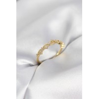 Zirkon Taşlı Pirinç Gold Renk Kadın Yüzük TJ-BYK4137