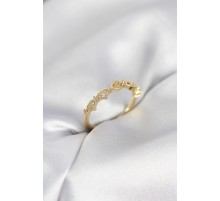 Zirkon Taşlı Pirinç Gold Renk Kadın Yüzük - TJ-BYK4137