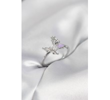 Gümüş Renk Kelebek Model Zirkon Taşlı Kadın Yüzük - TJ-BYK4138