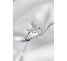 Gümüş Renk Kelebek Model Zirkon Taşlı Kadın Yüzük - TJ-BYK4138