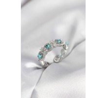 Mavi Taşlı Gümüş Renk Vintage Kadın Yüzük - TJ-BYK4140