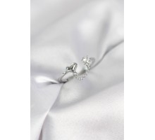 Zincir Sallantılı Kalp Model Gümüş Renk Kadın Yüzük - TJ-BYK4142