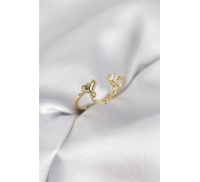 Zincir Sallantılı Kalp Model Gold Renk Kadın Yüzük - TJ-BYK4143