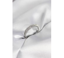 Gümüş Renk Motif Desenli Zirkon Taşlı Kadın Yüzük - TJ-BYK4144