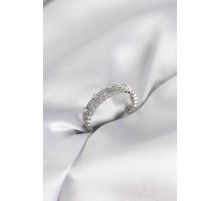 Gümüş Renk Motif Desenli Zirkon Taşlı Kadın Yüzük - TJ-BYK4144