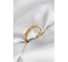 Gold Renk Motif Desenli Zirkon Taşlı Kadın Yüzük - TJ-BYK4145