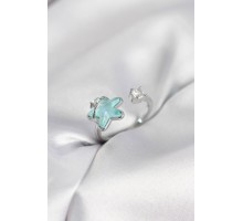 Gümüş Renk Turkuaz Yıldız Model Kadın Yüzük - TJ-BYK4146