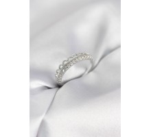 Motif Desenli Gümüş Renk Zirkon Taşlı Kadın Yüzük - TJ-BYK4150