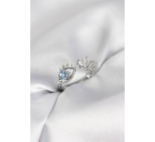 Gözyaşı Model Gümüş Renk Zirkon Taşlı Kadın Yüzük - TJ-BYK4152