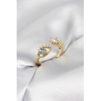 Gözyaşı Model Gold Renk Zirkon Taşlı Kadın Yüzük TJ-BYK4153