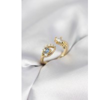 Gözyaşı Model Gold Renk Zirkon Taşlı Kadın Yüzük - TJ-BYK4153