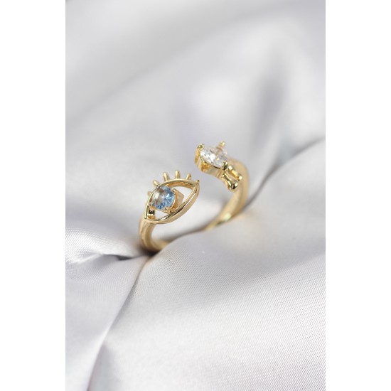 Gözyaşı Model Gold Renk Zirkon Taşlı Kadın Yüzük - TJ-BYK4153