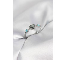 Gümüş Renk Hematit Taşlı Kadın Yüzük - TJ-BYK4154