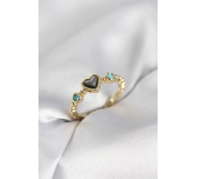 Gold Renk Hematit Taşlı Kadın Yüzük - TJ-BYK4155