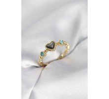 Gold Renk Hematit Taşlı Kadın Yüzük - TJ-BYK4155