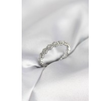 Sıralı Çiçek Model Gümüş Renk Zirkon Taşlı Kadın Yüzük - TJ-BYK4156