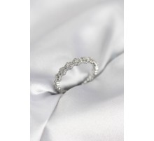 Sıralı Çiçek Model Gümüş Renk Zirkon Taşlı Kadın Yüzük - TJ-BYK4156