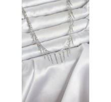 Pirinç Gümüş Renk Saçaklı Model Kadın Kolye - TJ-BKO11007