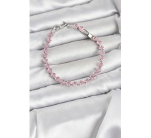 Pembe Kare Zirkon Taşlı Gümüş Renk Pirinç Su Yolu Kadın Bileklik - TJ-BB8323